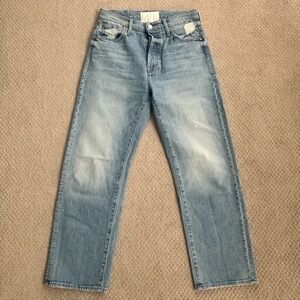 MOTHER Light Distressed Cropped Ankle Jeans